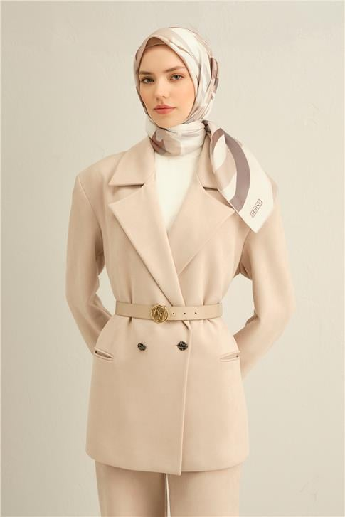 Armine Soyut Desenli Saf İpek Twill Eşarp 9328D 86