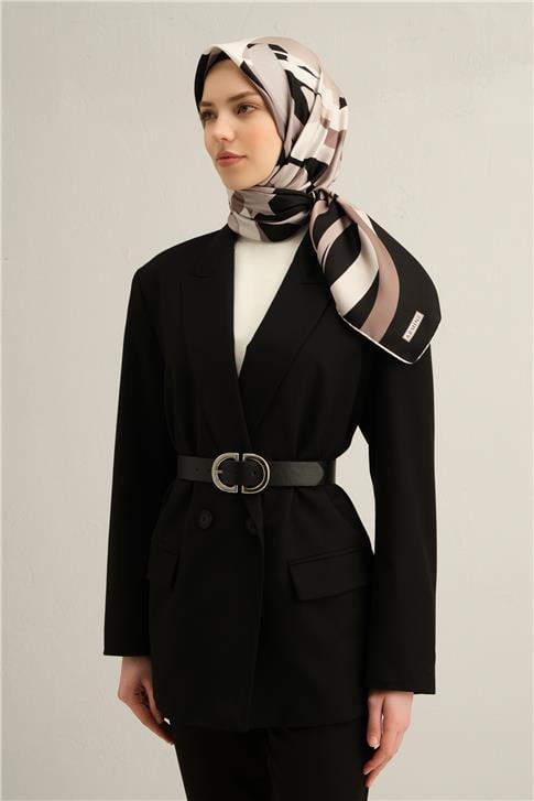 Armine Soyut Desenli Saf İpek Twill Eşarp 9328D 85