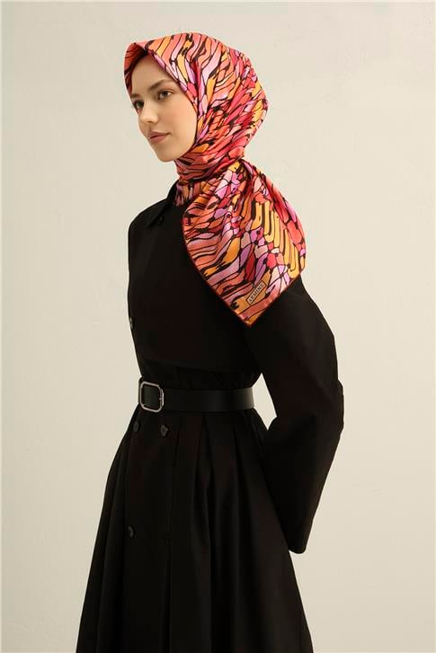 Armine Soyut Desenli Saf İpek Twill Eşarp 9335D 33