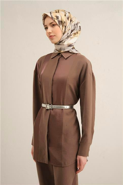 Armine Soyut Desenli Saf İpek Twill Eşarp 9350D 31