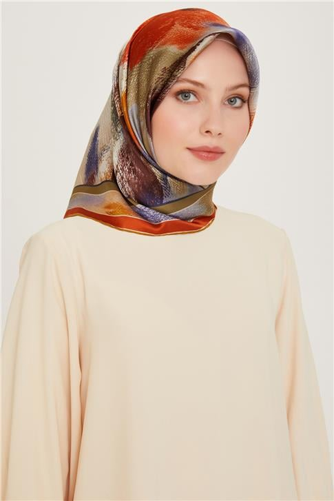 Armine Soyut Desenli Sura Saf İpek Eşarp 9240D 82