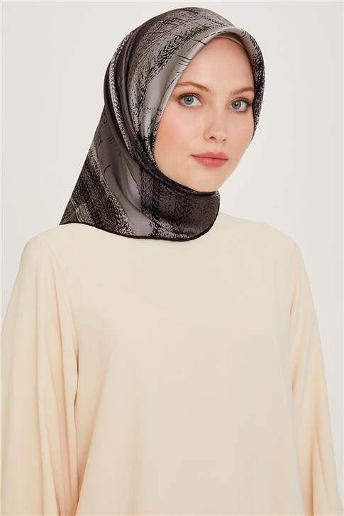 Armine Soyut Desenli Sura Saf İpek Eşarp 9236D 13
