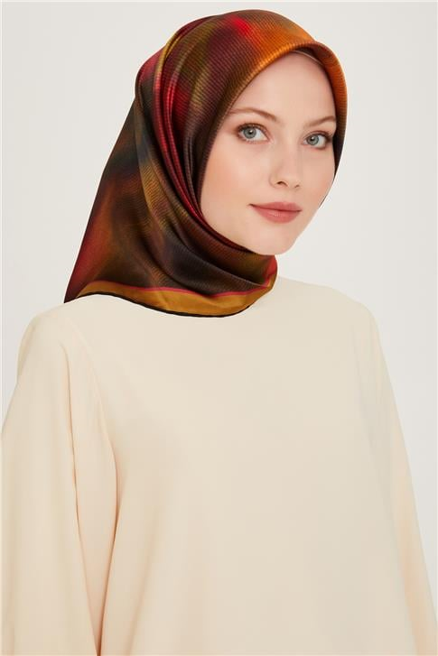 Armine Soyut Desenli Sura Saf İpek Eşarp 9233D 02
