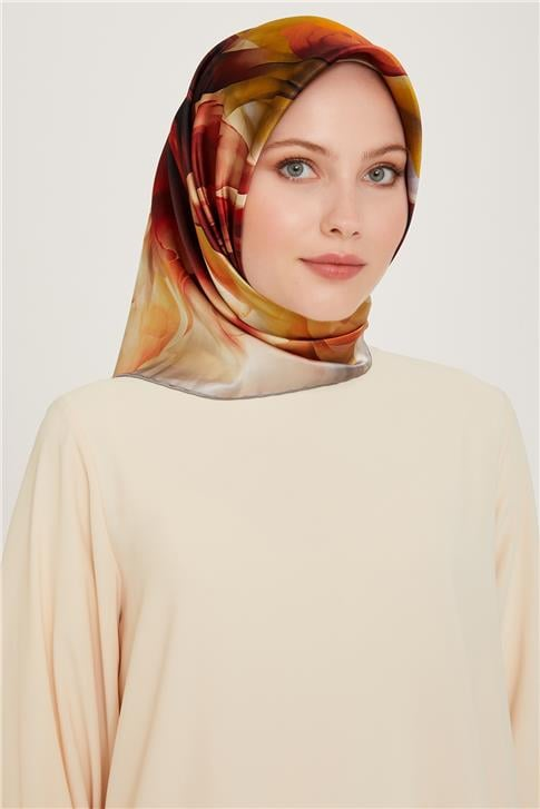 Armine Soyut Desenli Sura Saf İpek Eşarp 9244D 15 35