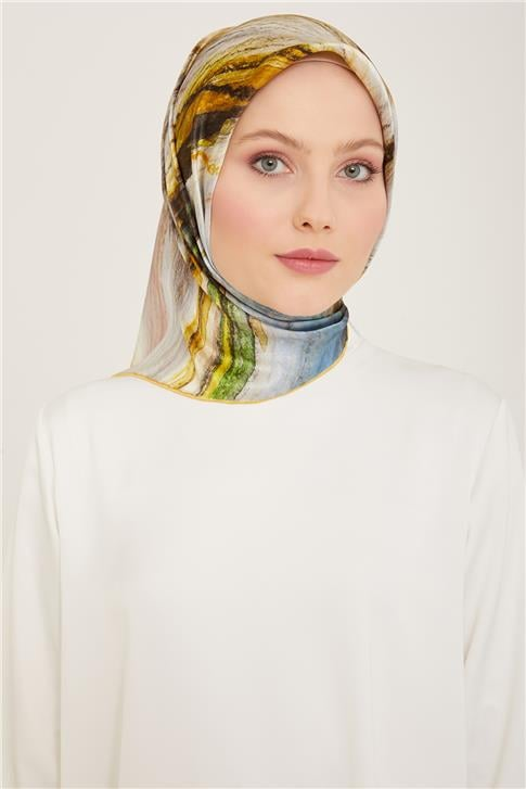 Armine Soyut Desenli Twill İpek Eşarp 24Ya9102 52 36