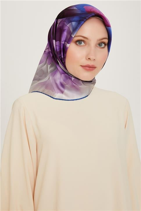 Armine Soyut Desenli Twill Saf İpek Eşarp 9244D 10