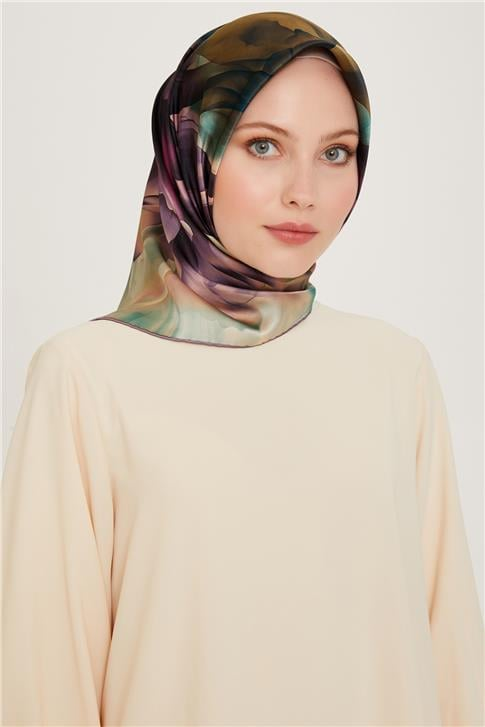 Armine Soyut Desenli Twill Saf İpek Eşarp 9244D 02