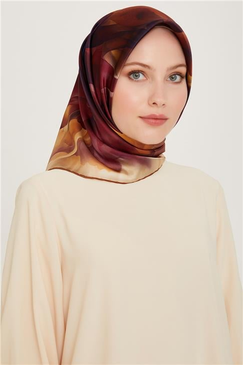 Armine Soyut Desenli Twill Saf İpek Eşarp 9244D 01