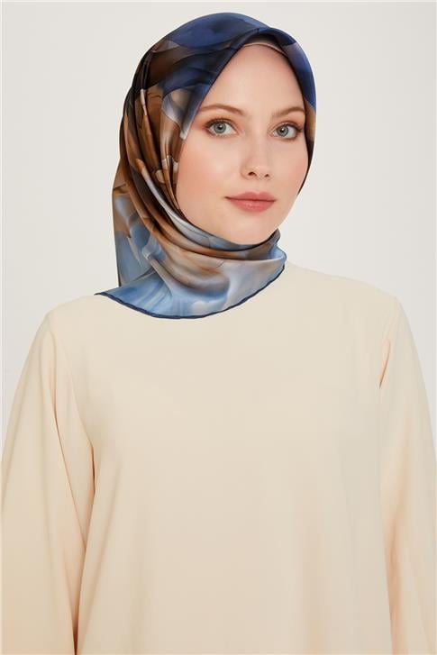 Armine Soyut Desenli Twill Saf İpek Eşarp 9244D 06