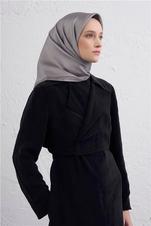 Armine Su Yolu Desenli Saf İpek Twill Eşarp 9444D 33