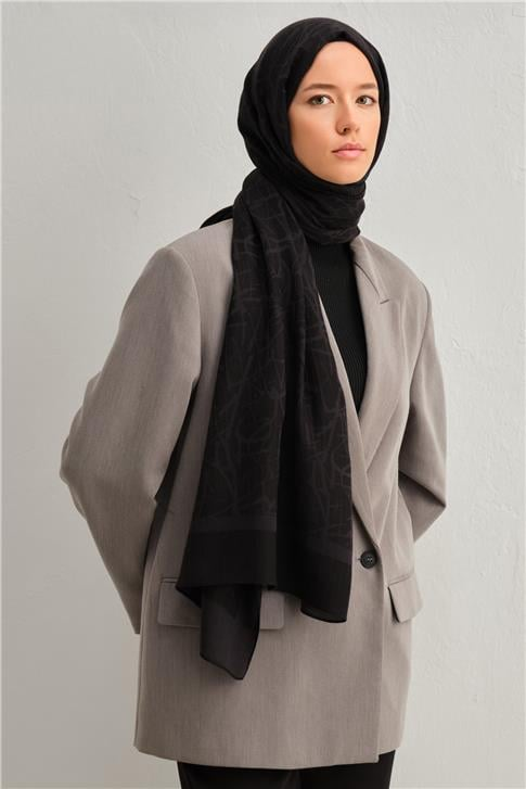Armine Tencel İpek Kaligrafi Desen Şal 01