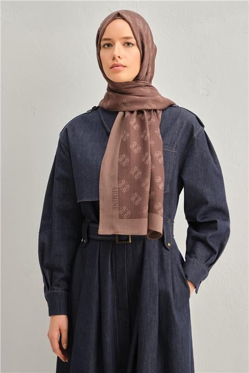 Armine Tencel İpek Minimal Monogram Desen Şal 32105