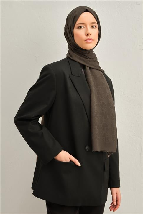 Armine Tencel Yün Geometrik Desen Şal 09