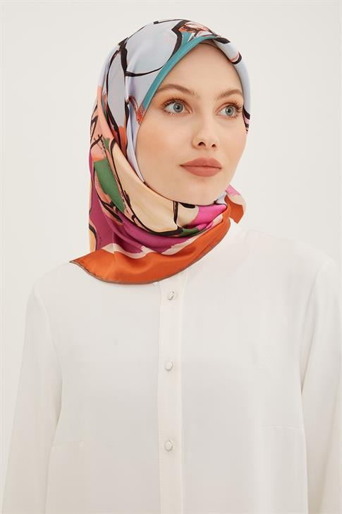 Armine Twill Saf İpek Eşarp 8914D 01
