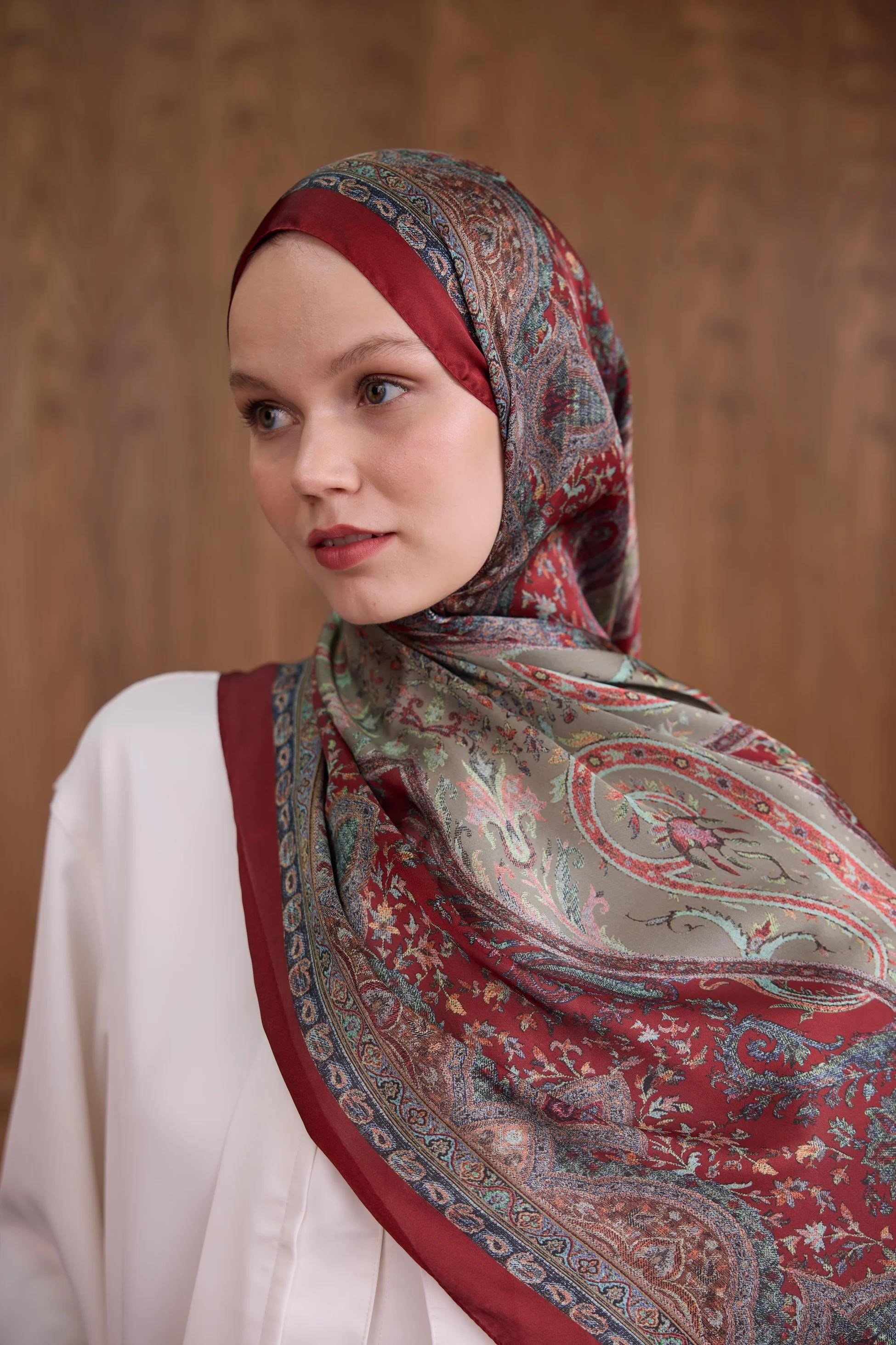Bordo Hint Vual Şal - 5002-02