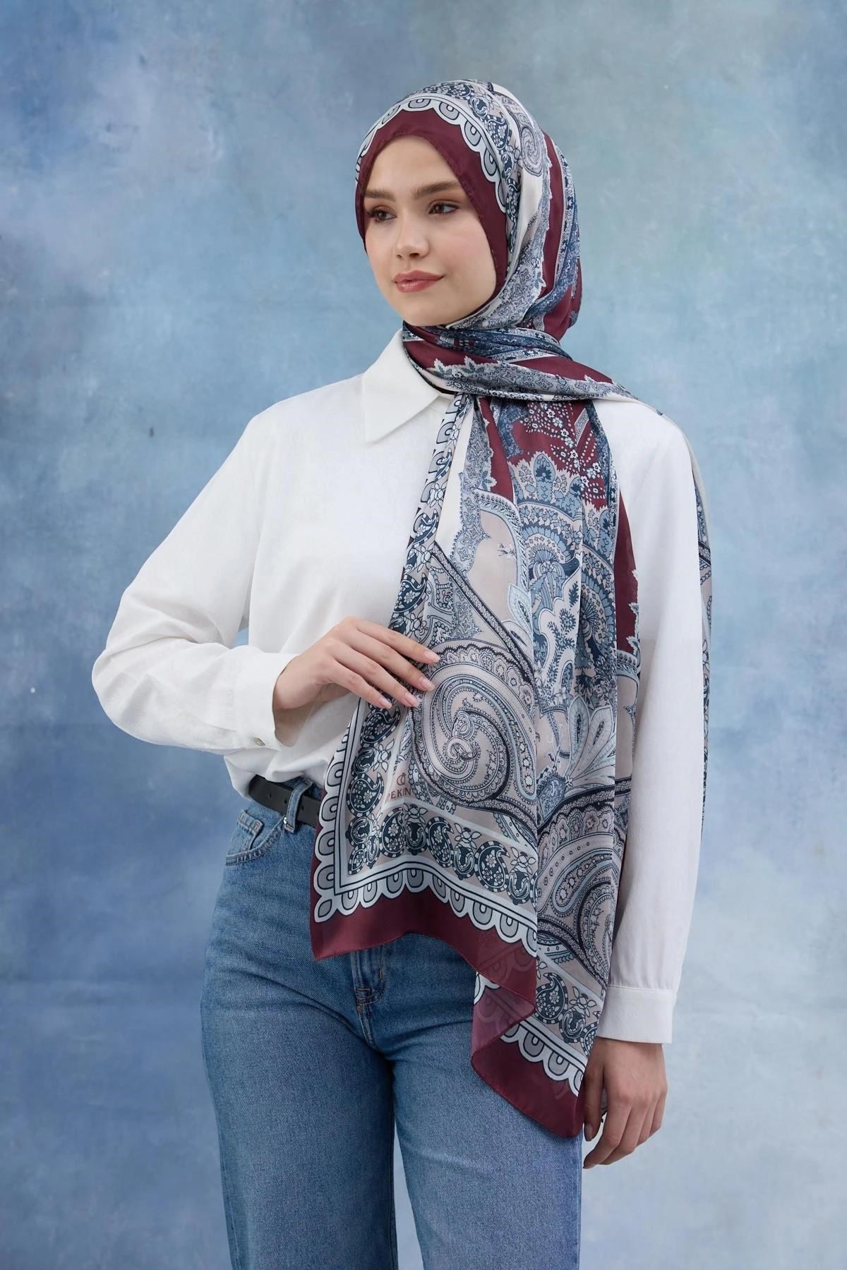 Bordo Hint Vual Şal - 5006-06