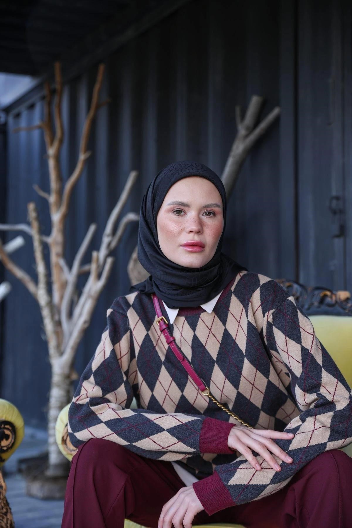 Celina Jakar Eşarp Siyah 9902-09