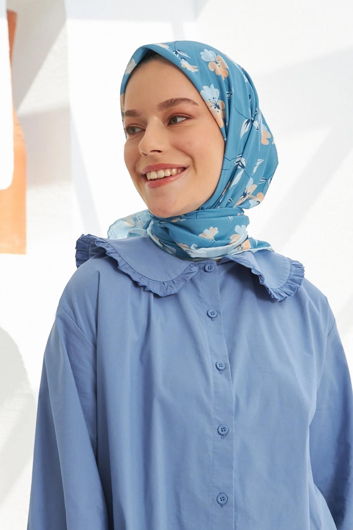 Daisy İndigo Pamuk Viskon Eşarp