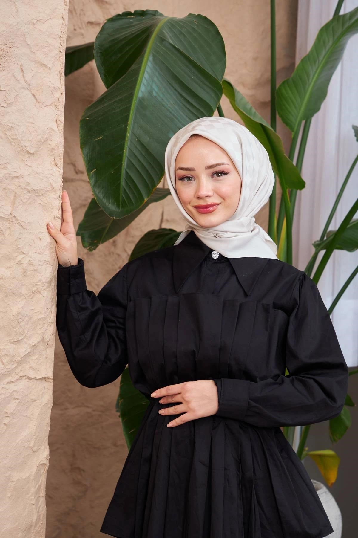 Dama Jakarlı Eşarp Kum Beji 9900-17