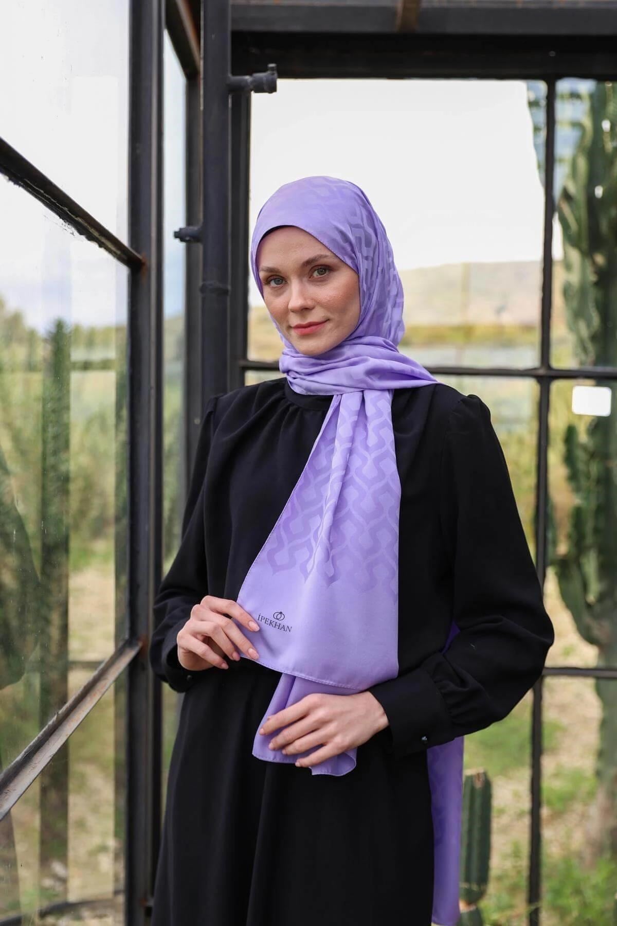Damla Desen İpeksi Jakar Şal Asil Lila 9012-11