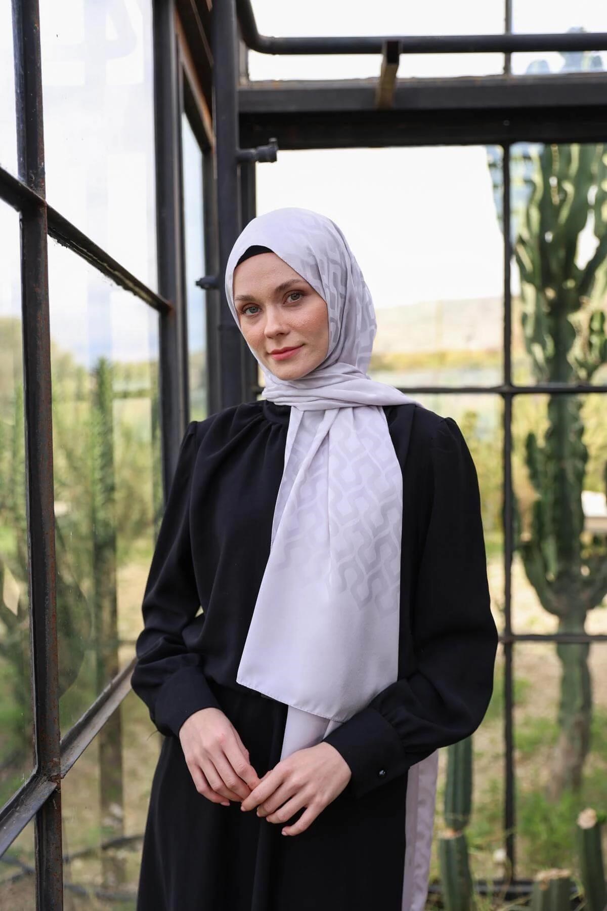 Damla Desen İpeksi Jakar Şal Duman 9012-09