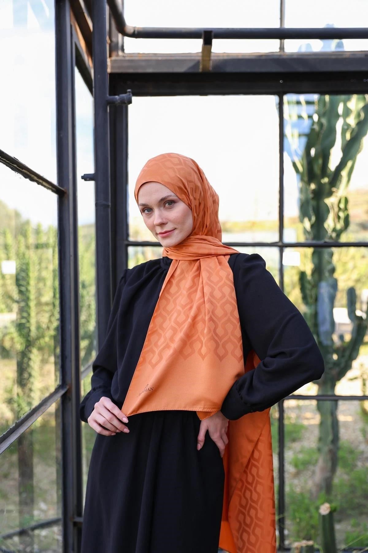 Damla Desen İpeksi Jakar Şal Kiremit 9012-21
