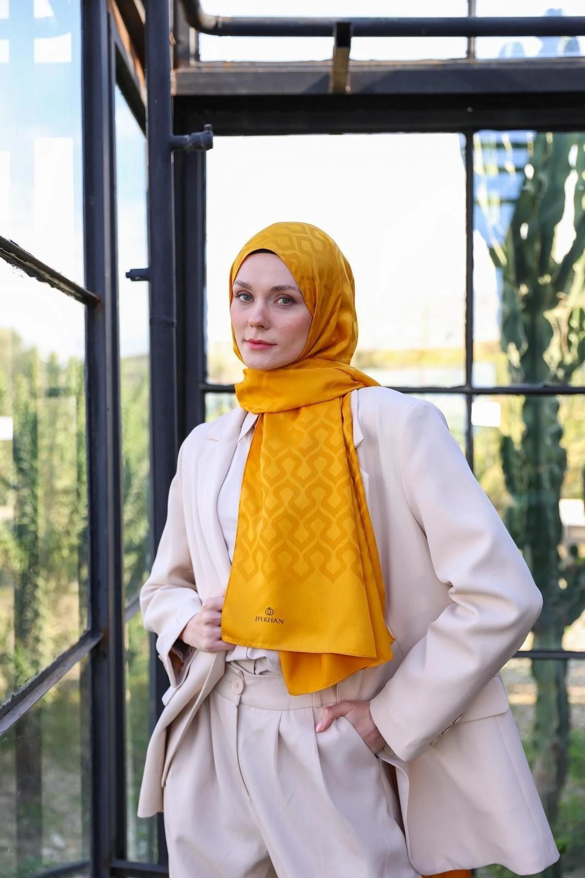 Damla Desen İpeksi Jakar Şal Safran 9012-17