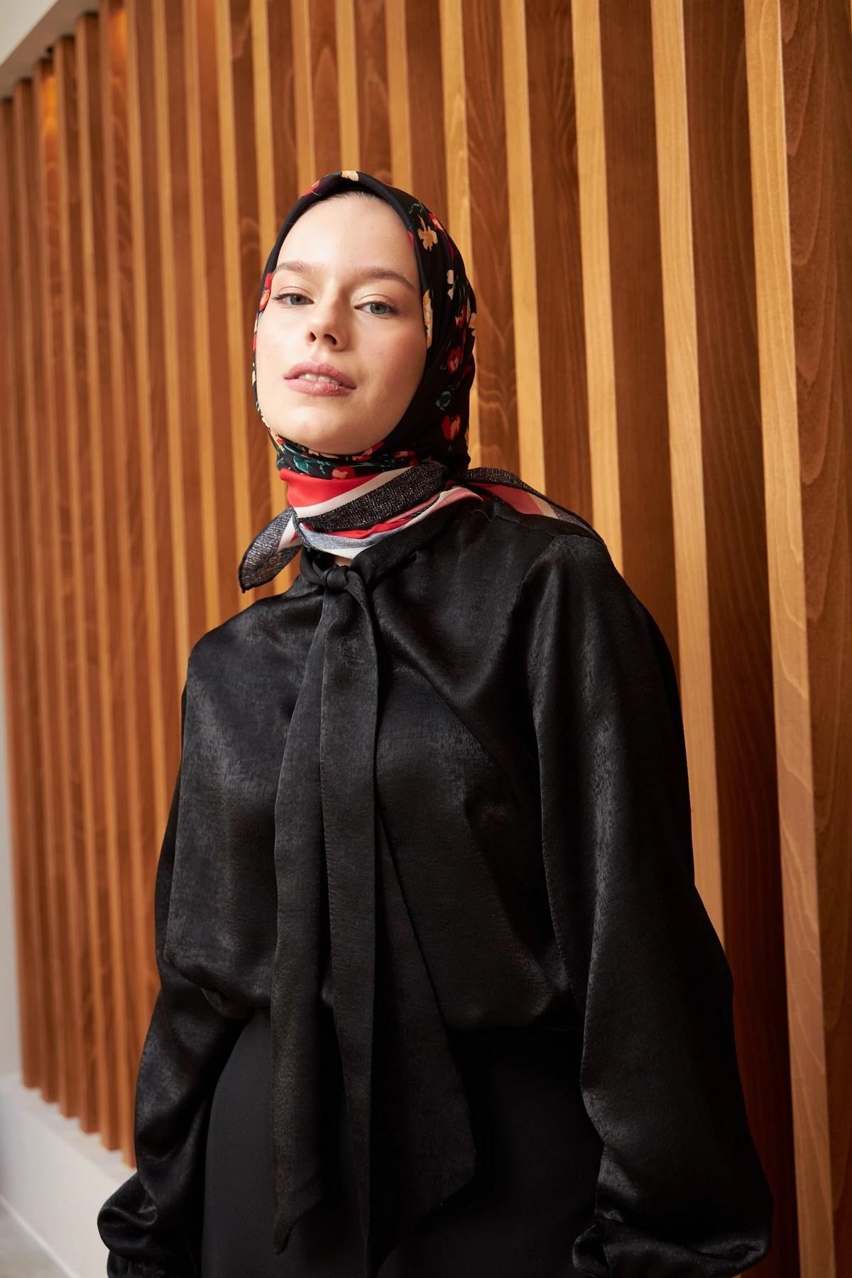 Dior Kırmızı Siyah Pamuk Viskon Eşarp