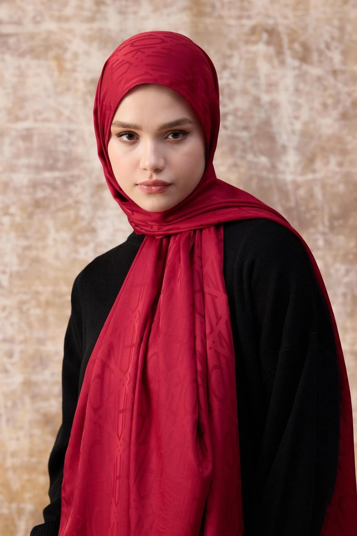 Fall Winter İpeksi Jakar Şal Bordo 9020-07
