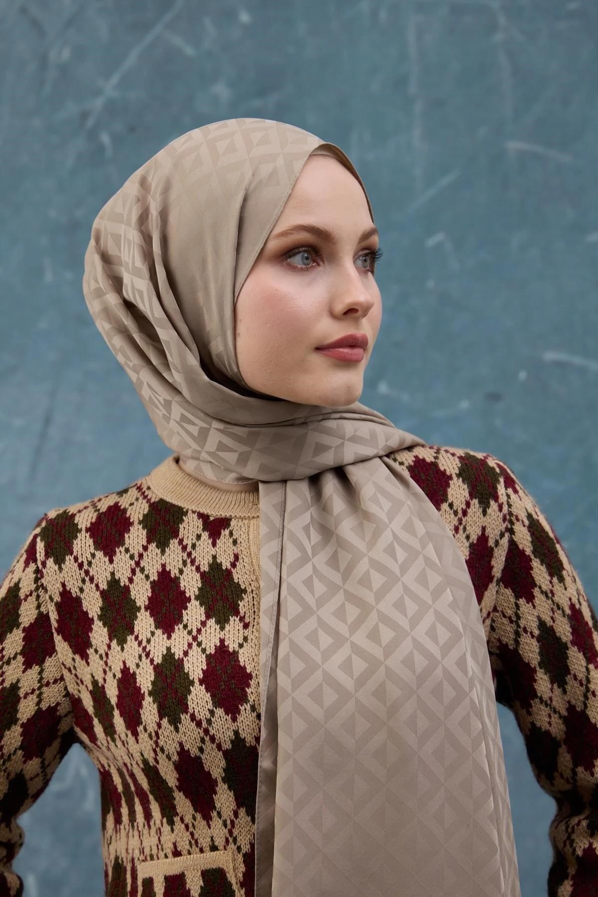 Fall Winter İpeksi Jakar Şal Camel 9019-29