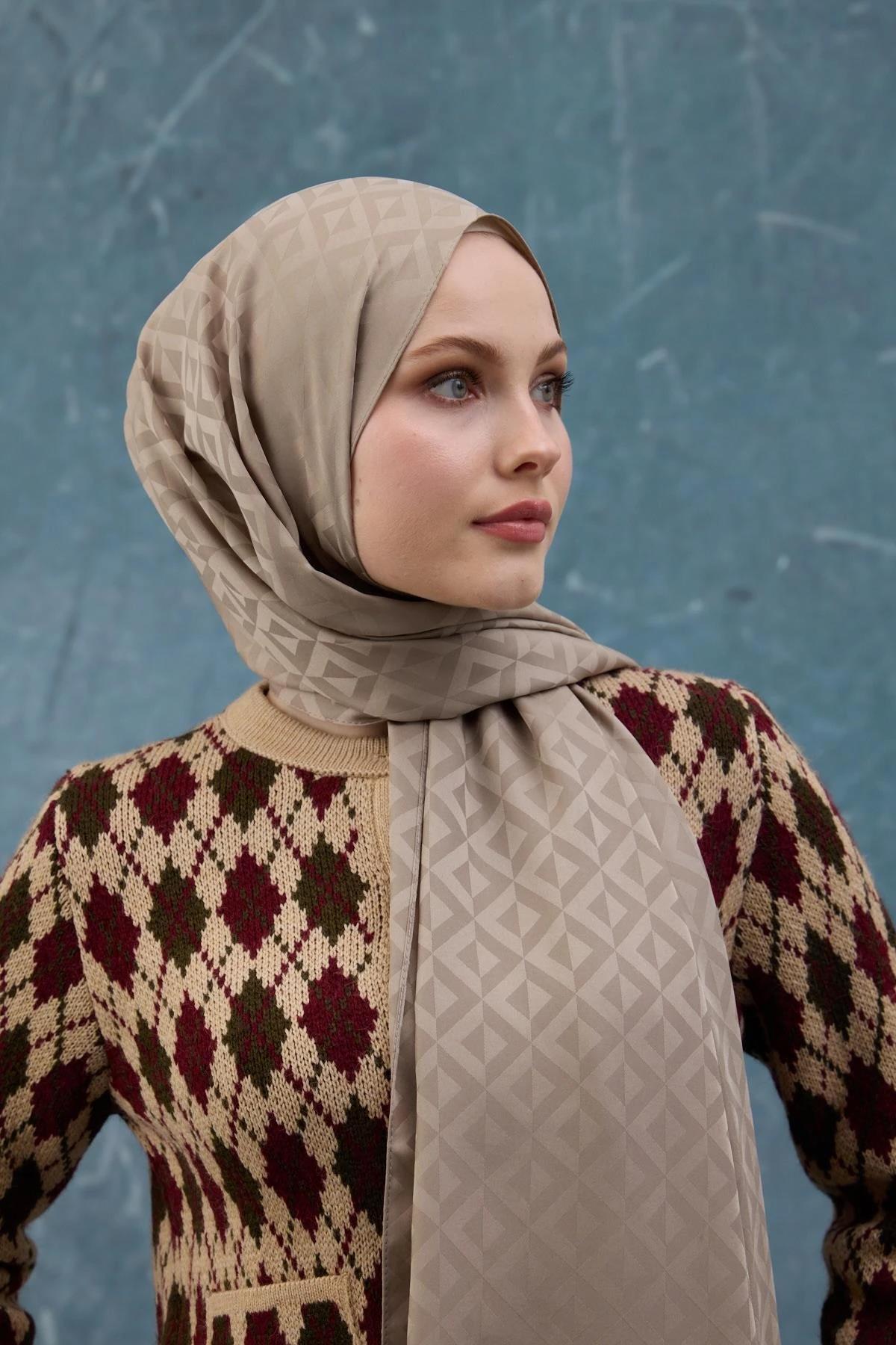 Fall Winter İpeksi Jakar Şal Camel 9019-29