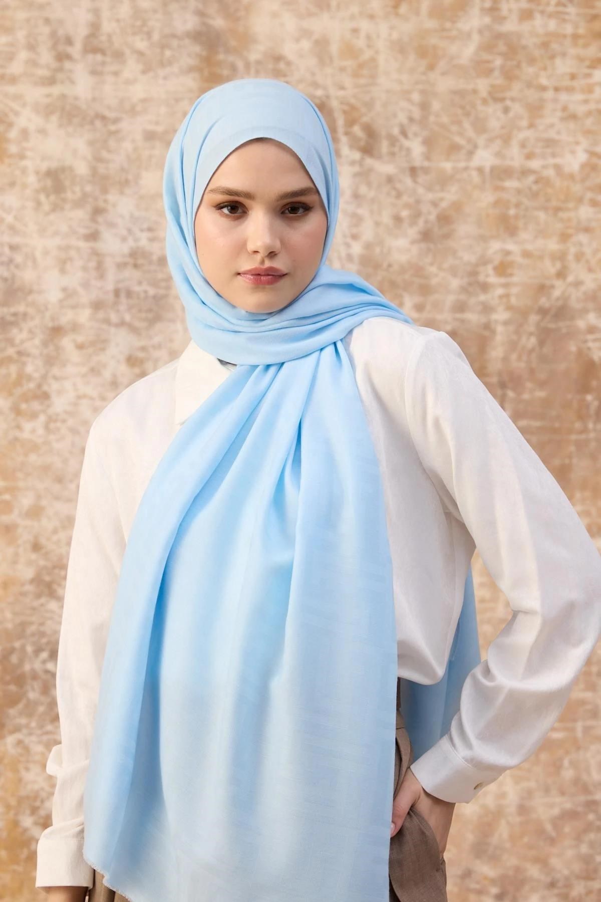 Fendi Desen Pamuk Jakar Şal Bebe Mavisi 8009-03