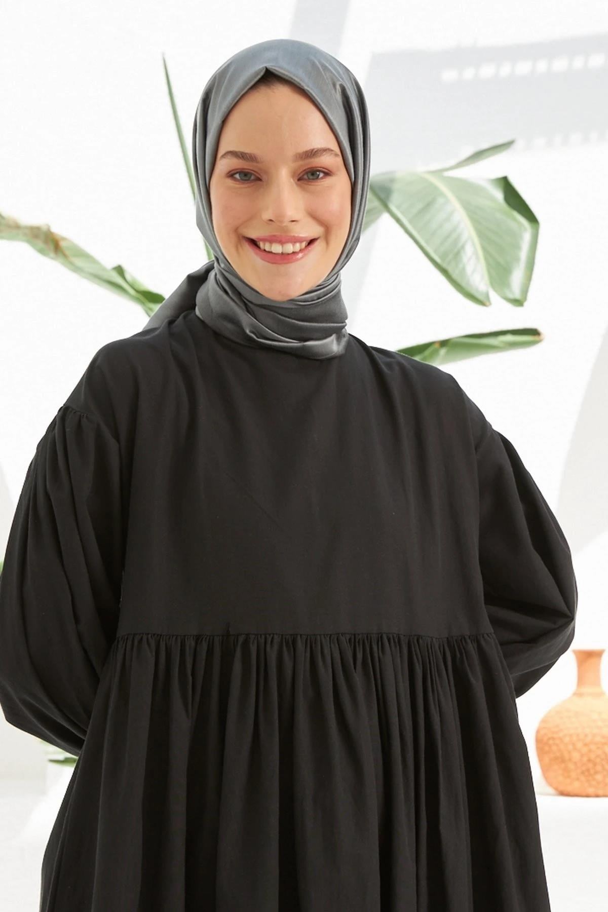 Füme Siyah Düz Çift Taraflı İpek Şal Modeli