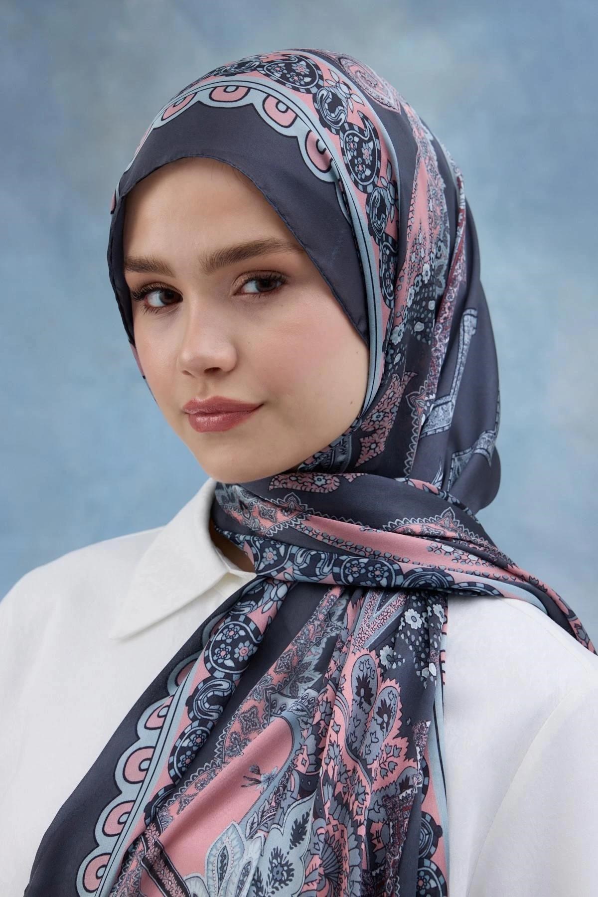 Gri Pudra Hint Vual Şal - 5006-10