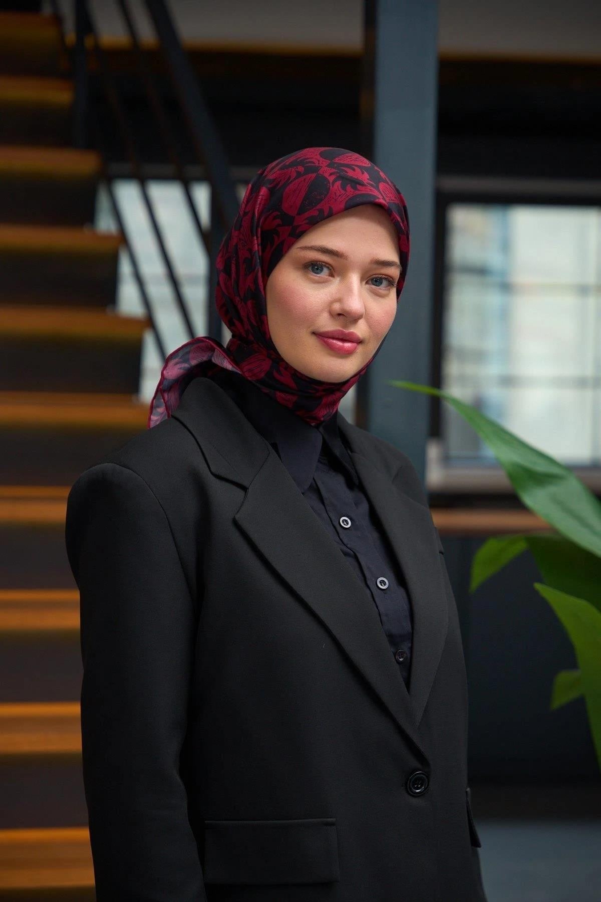 Harmony Collection Soft Eşarp Kırmızı Siyah 1182-06
