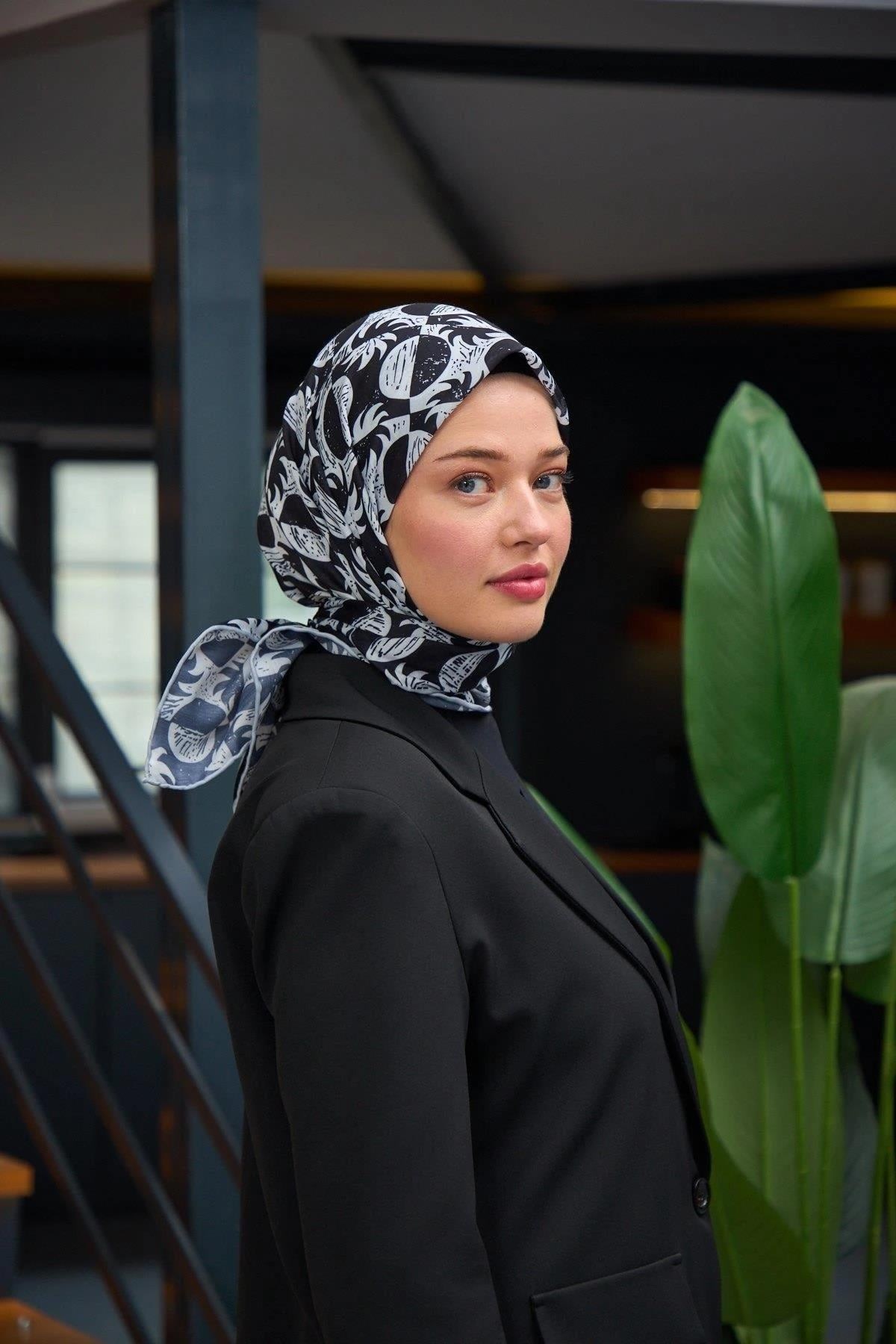 Harmony Collection Soft Eşarp Siyah Beyaz 1182-08