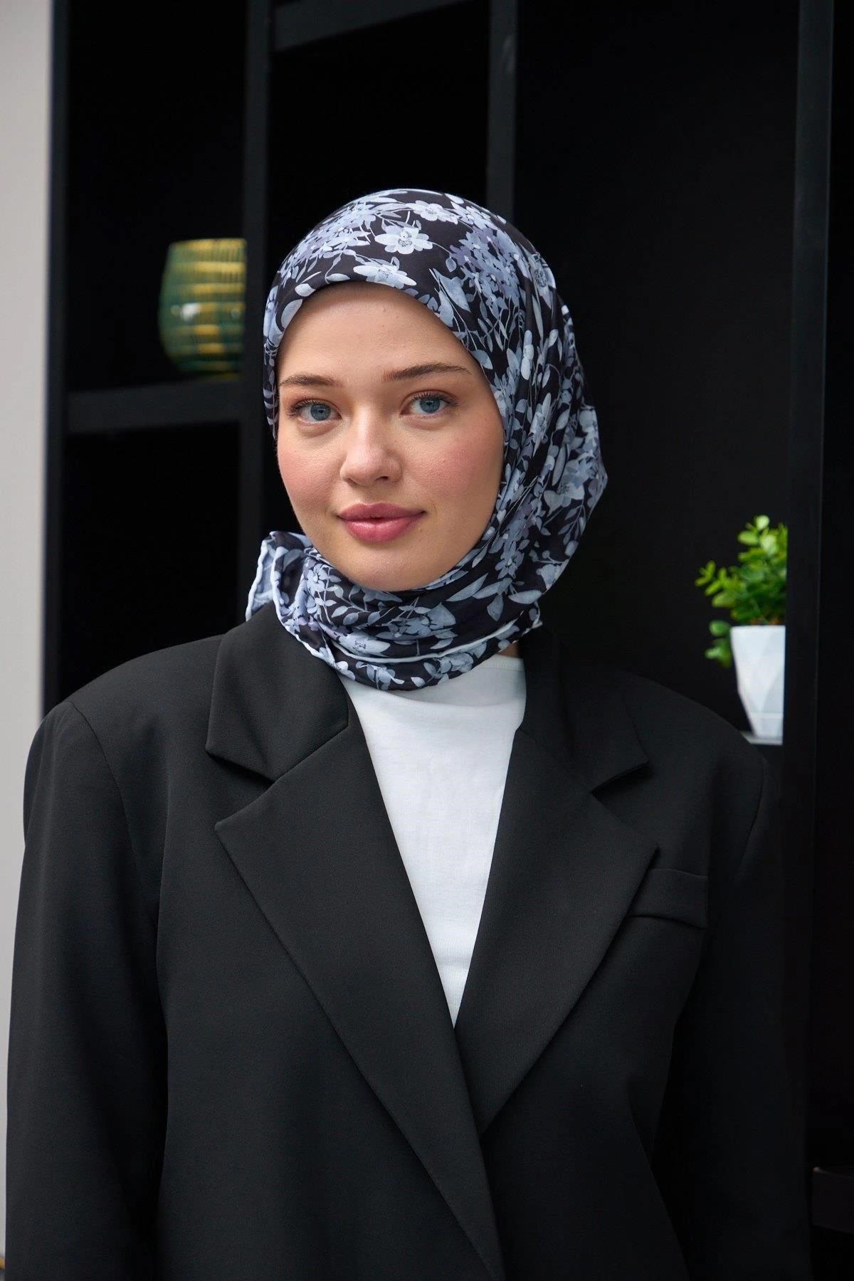 Harmony Collection Soft Eşarp Siyah Gri 1177-13