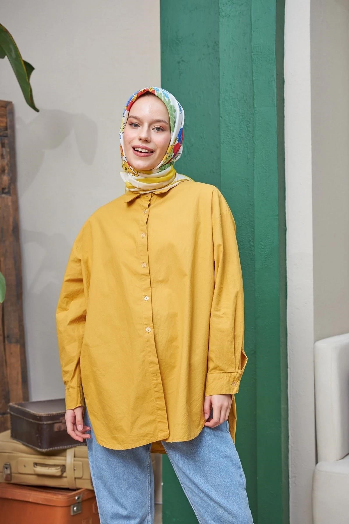 Hazal Sarı Pamuk Viskon Eşarp