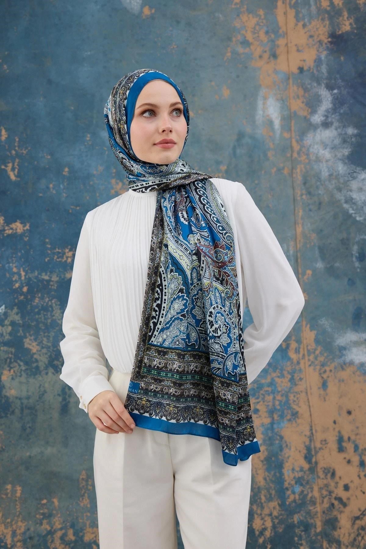 İndigo Hint Vual Şal - 5007-03