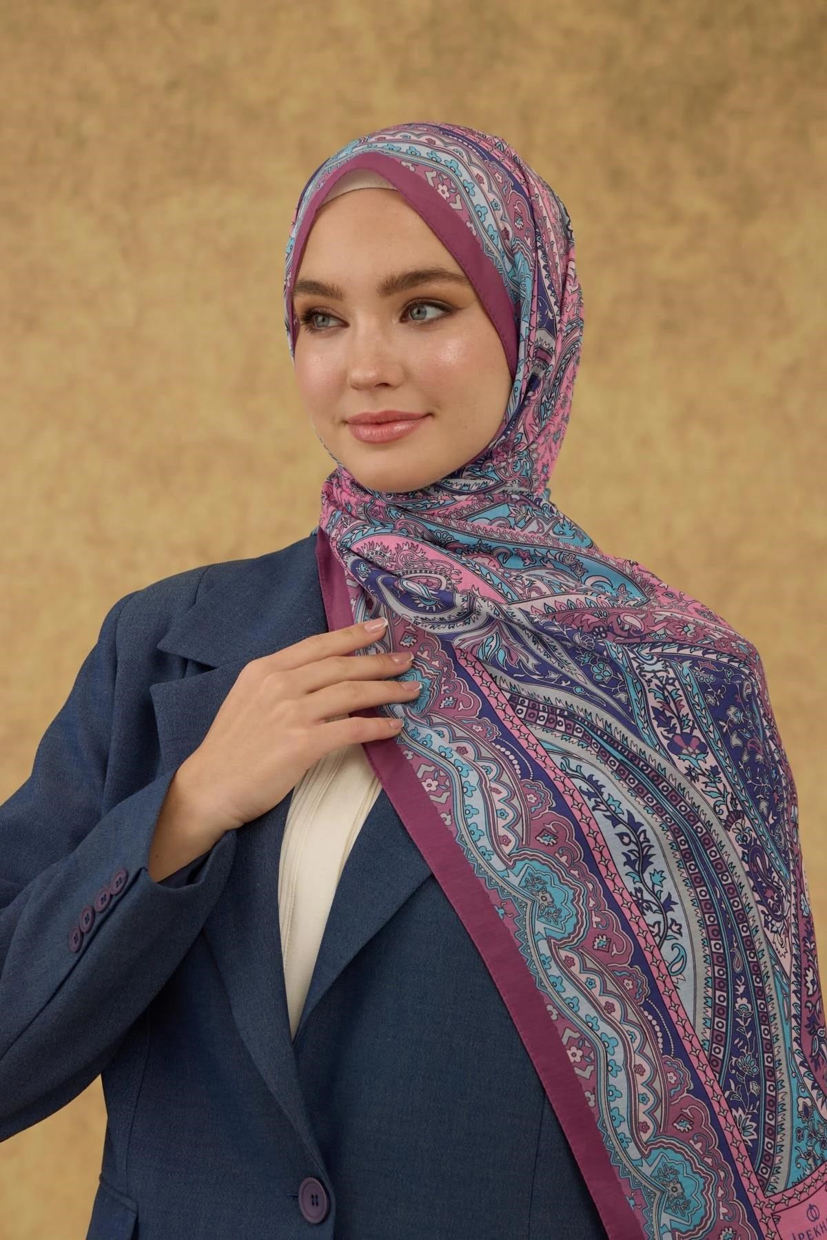 İpekhan Soft Şal Gül Kurusu Mavi 3053-03