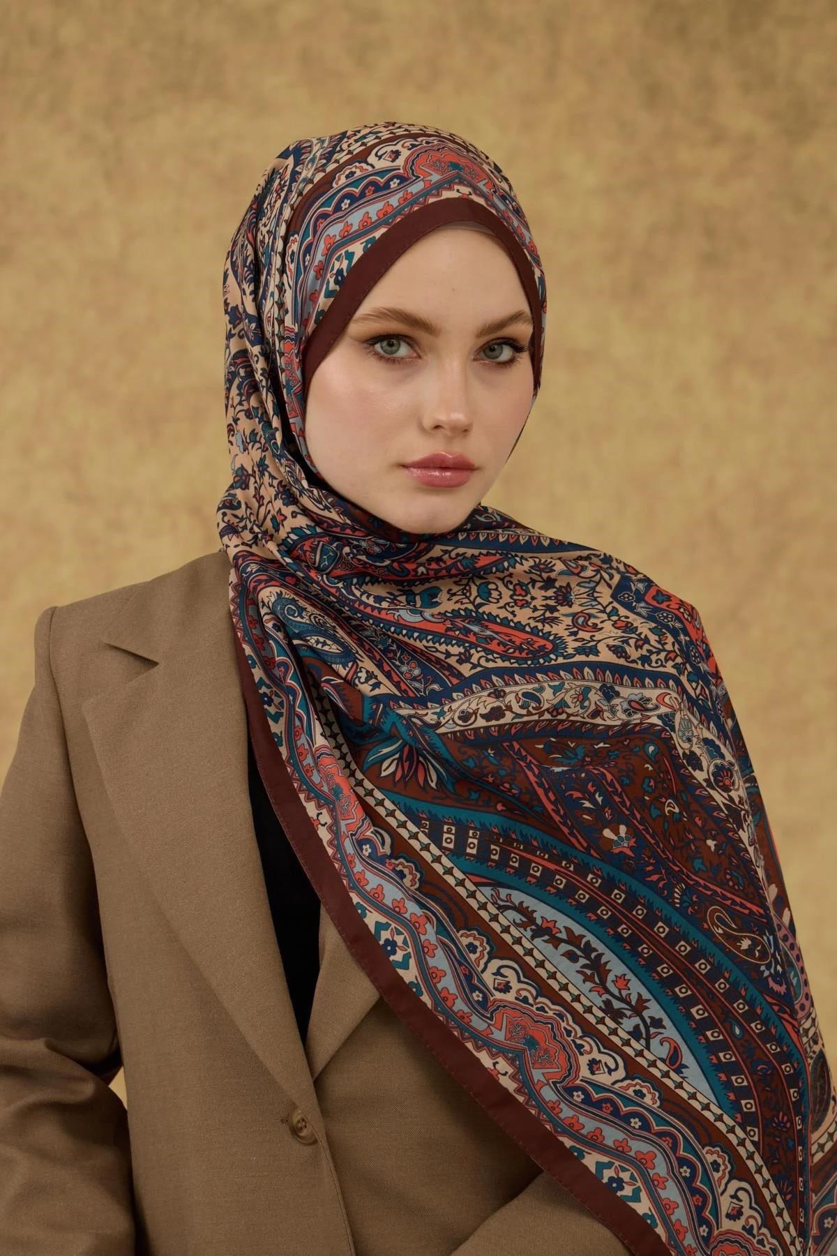 İpekhan Soft Şal Kahve Mavi 3053-05
