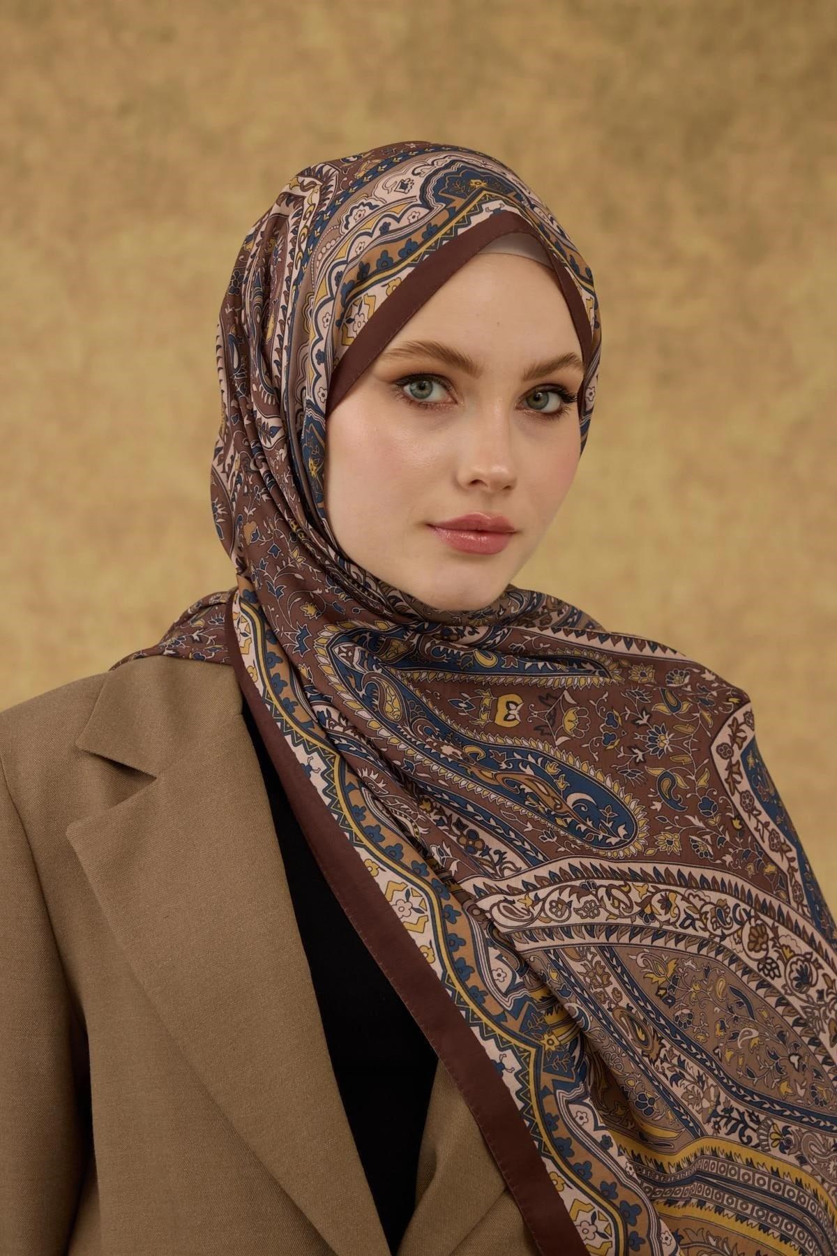 İpekhan Soft Şal Kahve Petrol 3053-06