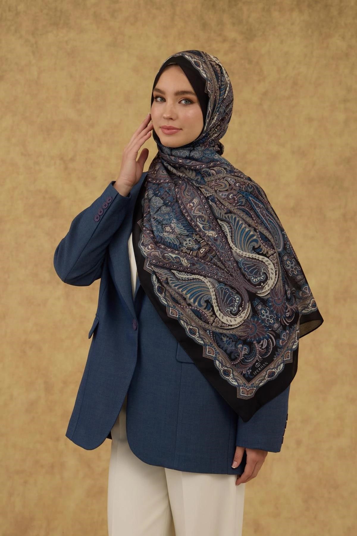 İpekhan Soft Şal Siyah Mavi 3052-16