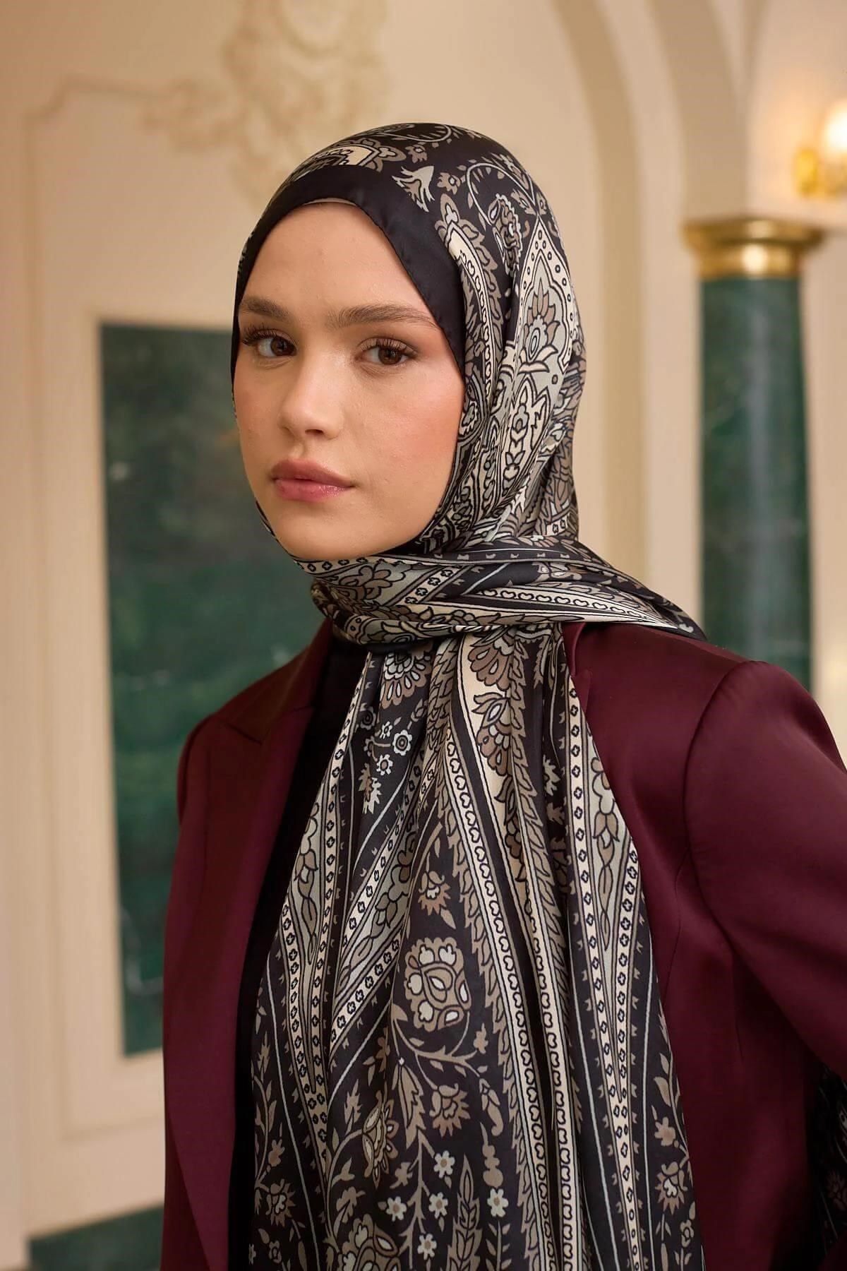 Kahve Vizon Hint Vual Şal - 5009-22