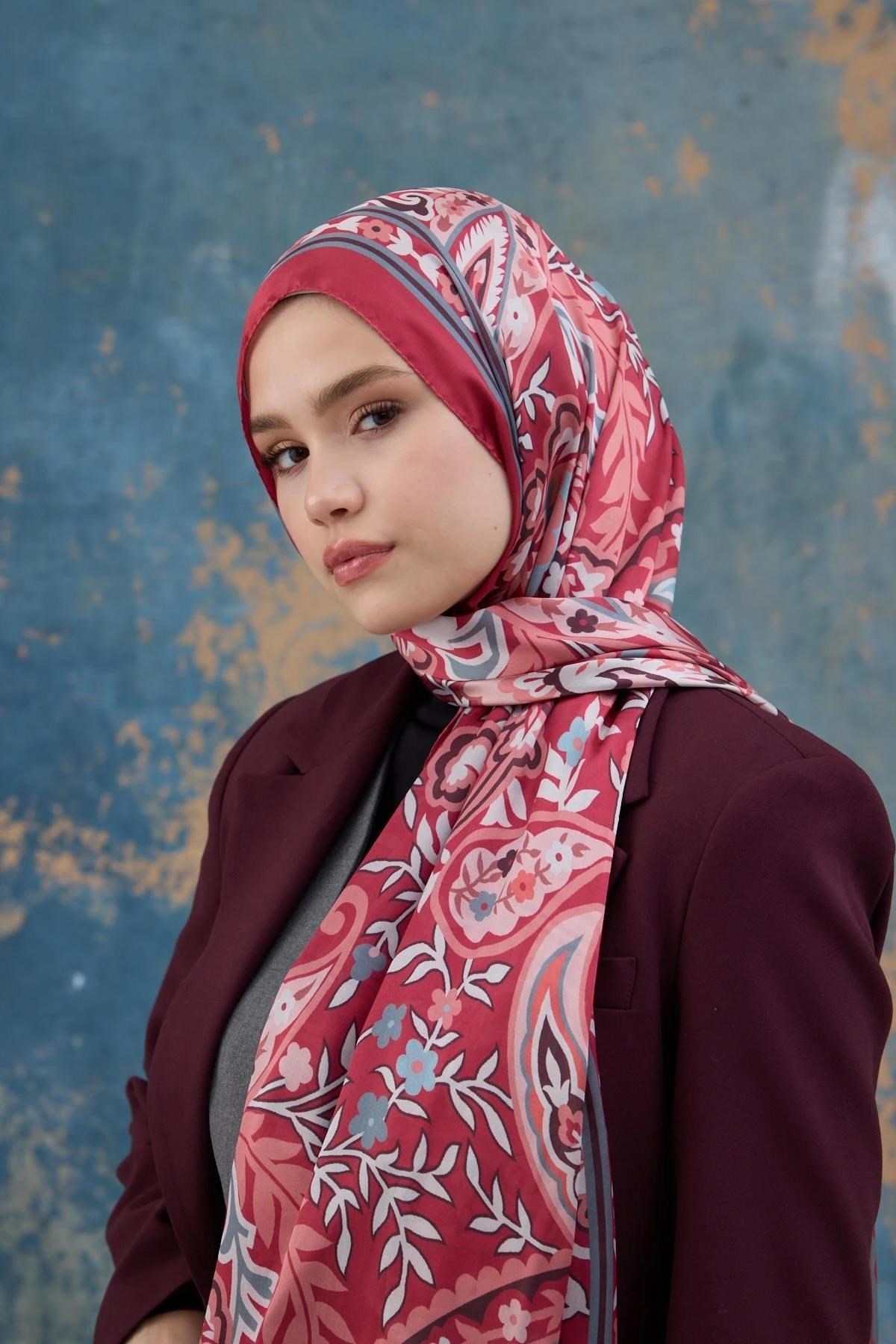 Kırmızı Hint Vual Şal - 5004-05