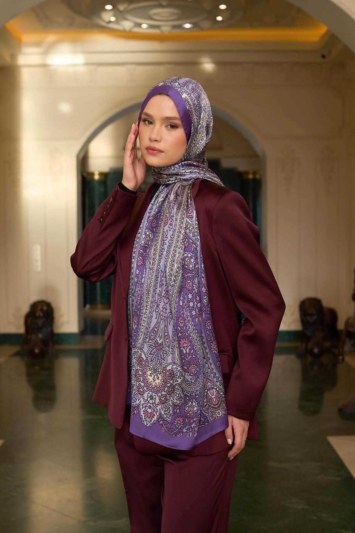 Lila Hint Vual Şal - 5009-21