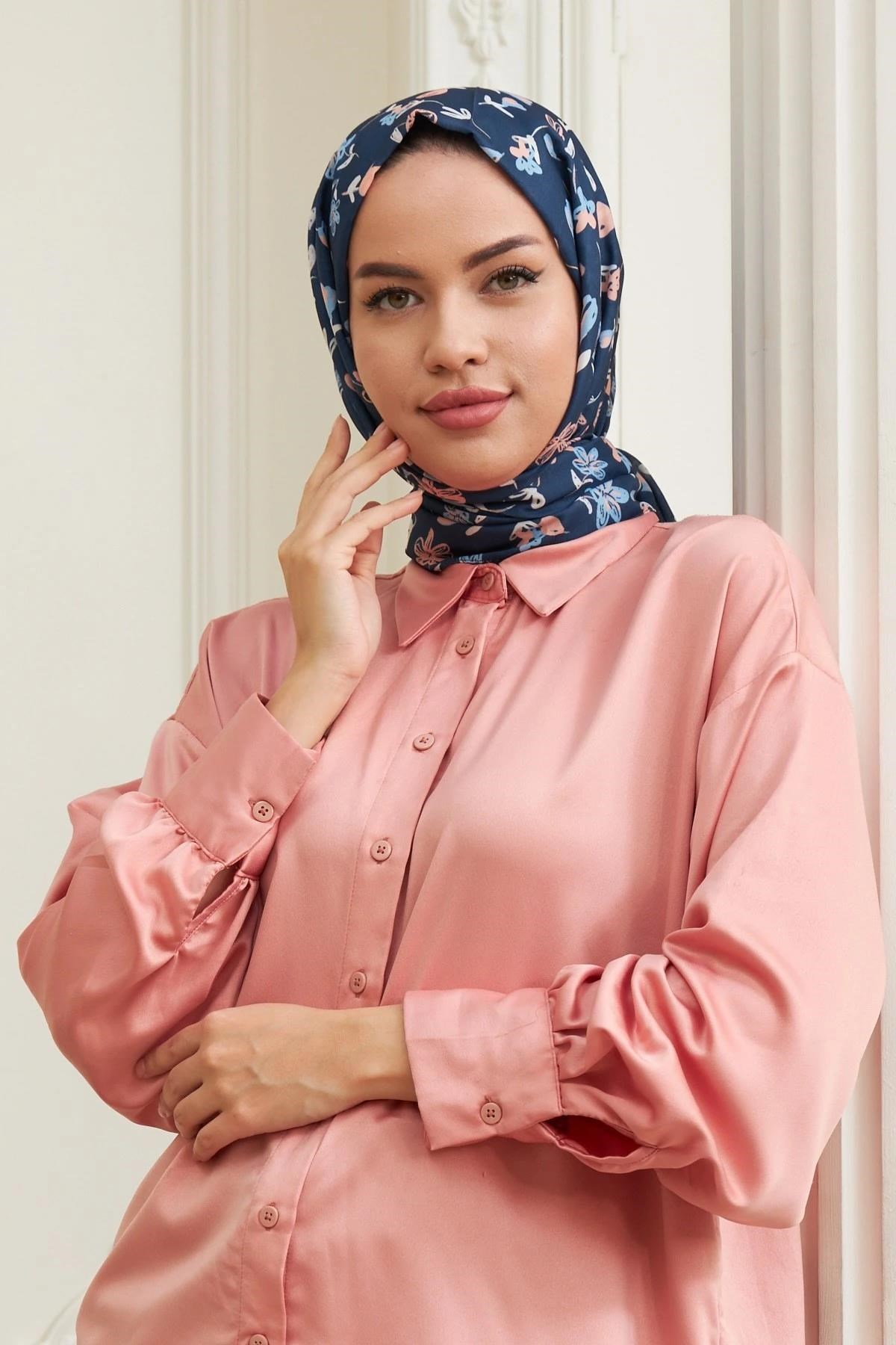 Lily Pamuk Viskon Şal Soft Lacivert