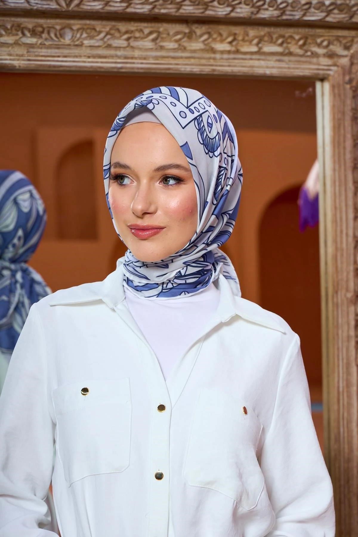 Marrakech Koleksiyon Soft Eşarp Çelik Mavi 1202-12