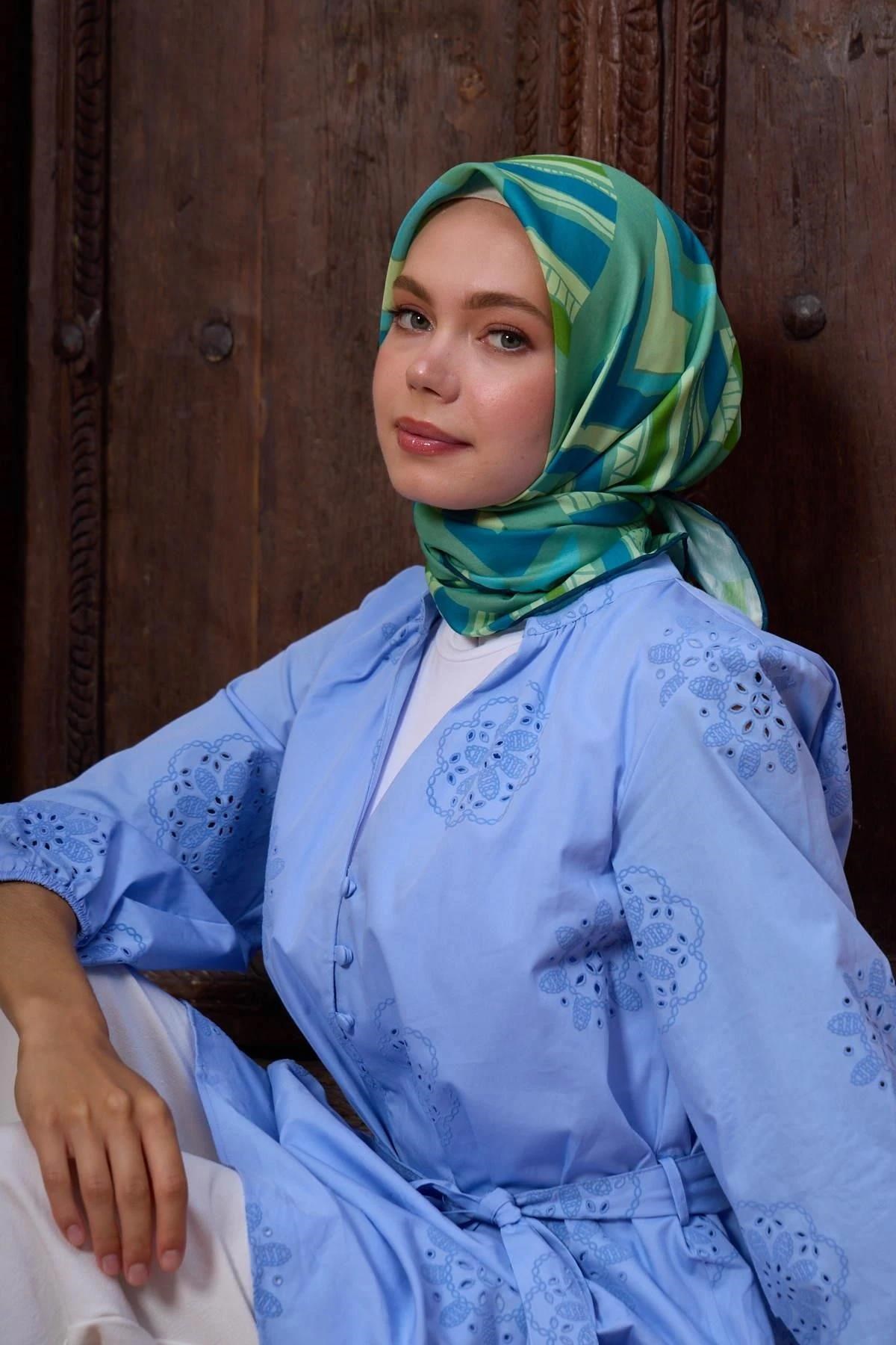 Marrakech Koleksiyon Soft Eşarp Deniz Yeşili Turkuaz 1197-10