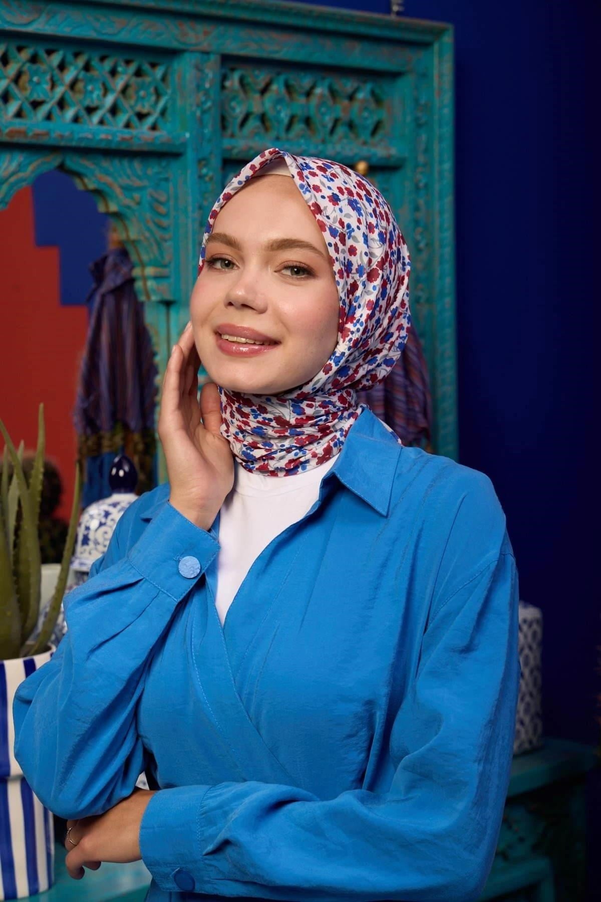 Marrakech Koleksiyon Soft Eşarp Ekru Kırmızı 1193-20